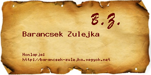 Barancsek Zulejka névjegykártya